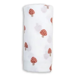 Kids Lulujo Blankets|Blankets>Mushroom-cotton Muslin Swaddl
