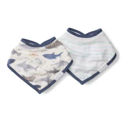 Loulou Lollipop Muslin Products|Bibs>Muslin Bandana Bib Set - Sharks