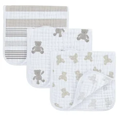Piccolo Bambino Breastfeeding|Nursing Covers>Muslin Burp Cloth 3-pack - Bear