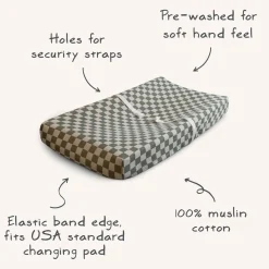 Mushie Muslin Changing Pad Cover - Green