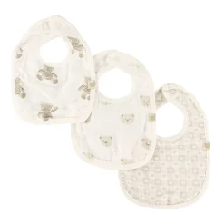 Piccolo Bambino Muslin Set of 3 Milk Bibs -Teddy