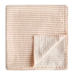 Kids Mushie Blankets|Blankets>Muslin Swaddle Blanket - Natural Stripe