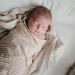 Kids Mushie Blankets|Blankets>Muslin Swaddle Blanket - Natural Stripe