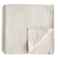 Kids Mushie Muslin Swaddle Blanket - Nat Green