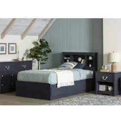 South Shore Navali Twin Bookcase Headboard - Blueberry