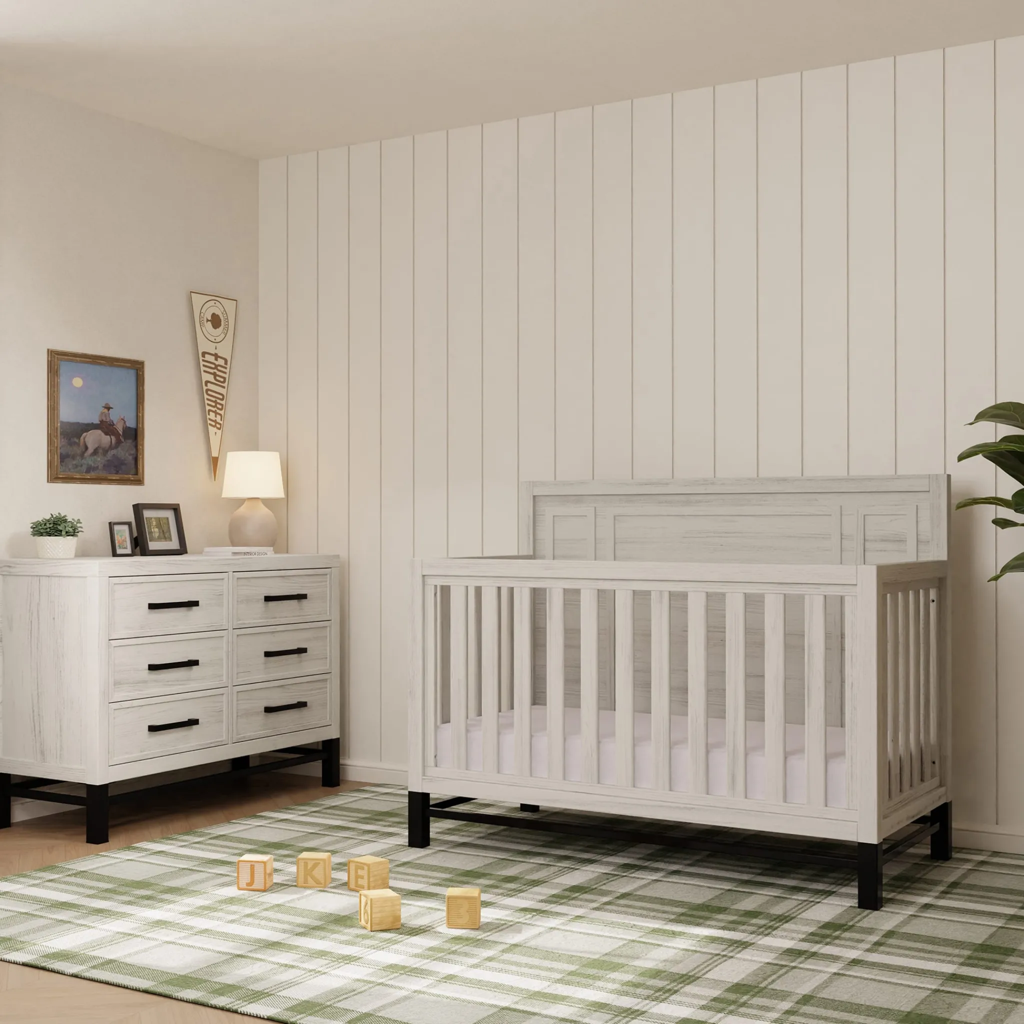 Franklin et Ben Cribs & Mattresses|Cribs & Mattresses>Newbern 4-in-1 Convertible Crib - White Driftwood