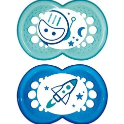 Mam Baby Pacifiers & Clips|Pacifiers & Clips>Night Orthodontic Pacifier 6m+ (2) - Blue Glow in the Dark