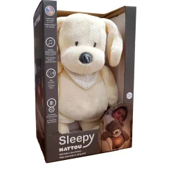 Kids Nattou Nightlight Sleepy Cuddly Doggy - Vanilla
