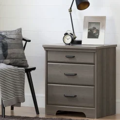 South Shore Nightstands>Nightstand Charging Station - Versa Gray Maple