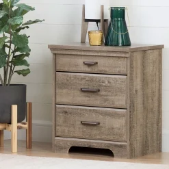 South Shore Nightstand Charging Station - Versa Weathered Oak