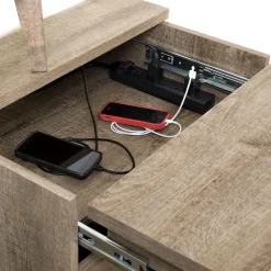 South Shore Nightstand Charging Station - Versa Weathered Oak