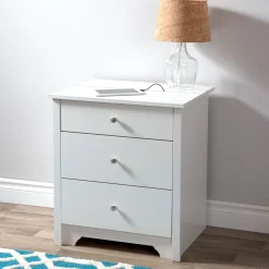 South Shore Nightstand Charging Station - Vito Pure White