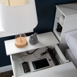 South Shore Nightstand Charging Station - Vito Pure White