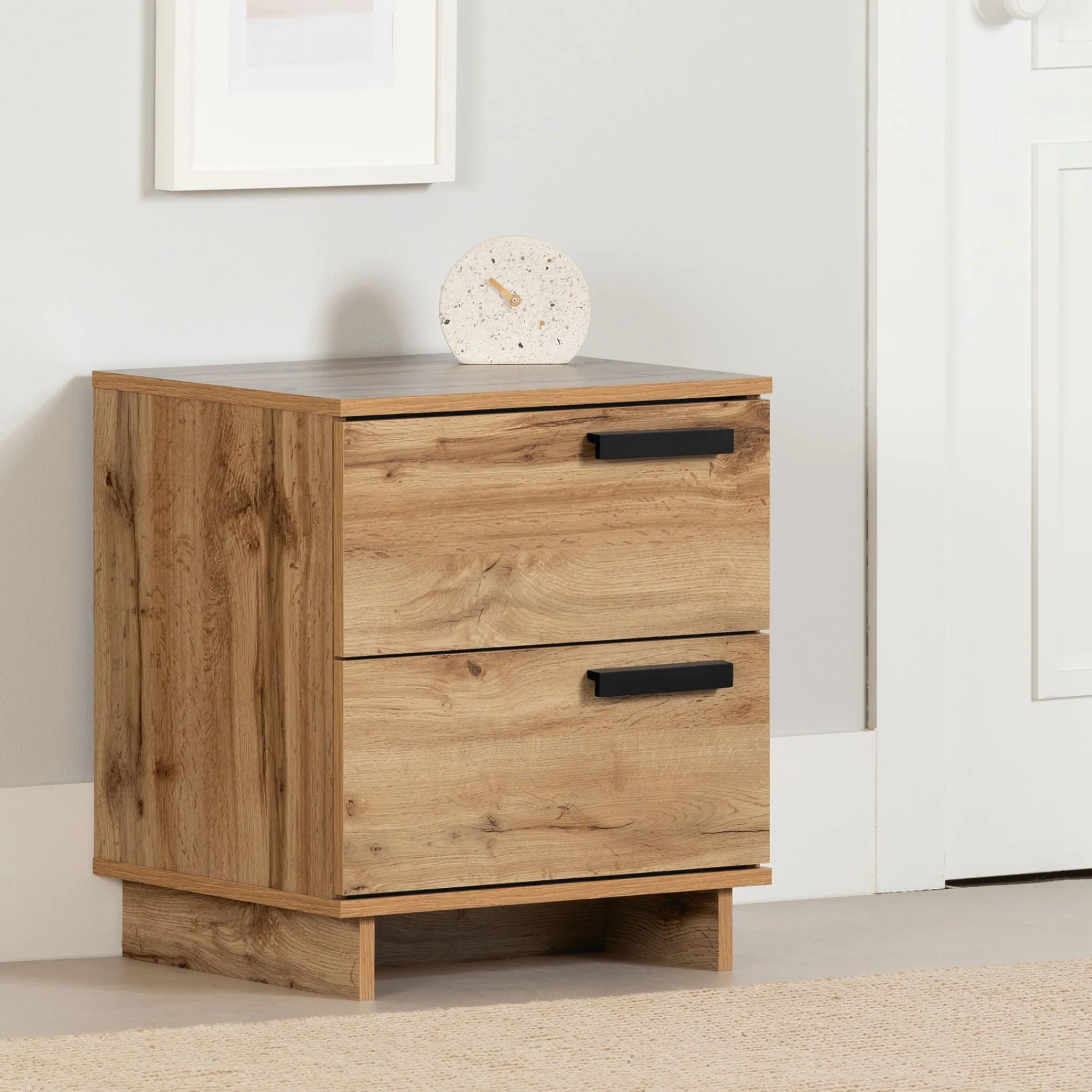 South Shore Nightstand with 2 Drawers - Cavalleri Nordik Oak