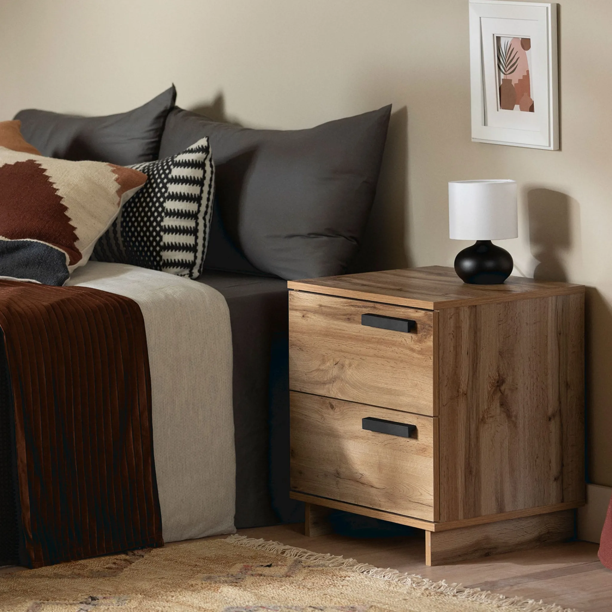 South Shore Nightstand with 2 Drawers - Cavalleri Nordik Oak