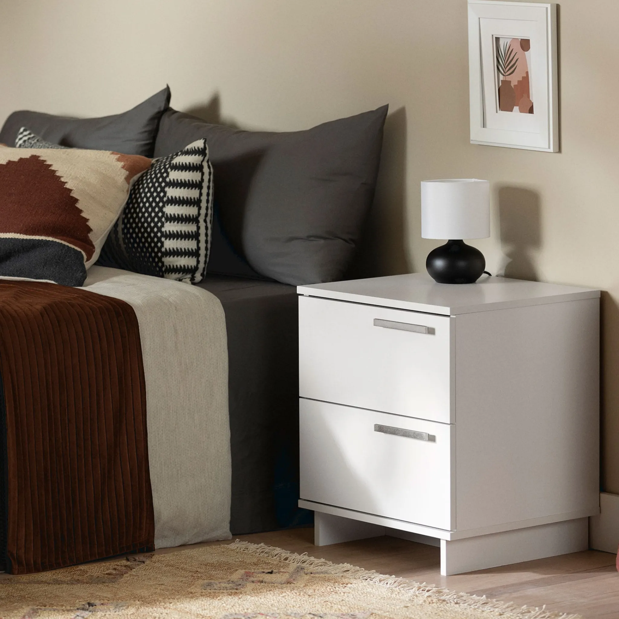 South Shore Nightstands>Nightstand with 2 Drawers - Cavalleri Pure White