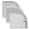 Kids Rise Little Earthling Organic Cotton 3-Pack Washcloth - Grey Stars
