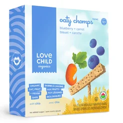 Love Child Organics Organic Oat Bars- Oaty Chomps - Blueberry and Carrot (From 12 months )