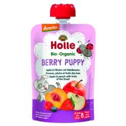 Holle Baby Food & Snacks>Organic Pouch - Berry Puppy - Apple & Peach with Fruits of the Forest (from 8 months)