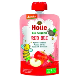 Holle Baby Food & Snacks>Organic Pouch - Red Bee - Apple with Strawberry (from 8 months)