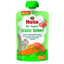 Holle Baby Food & Snacks>Organic Pouch - Veggie Bunny - Carrot & Sweet Potato with Peas (from 6 months)