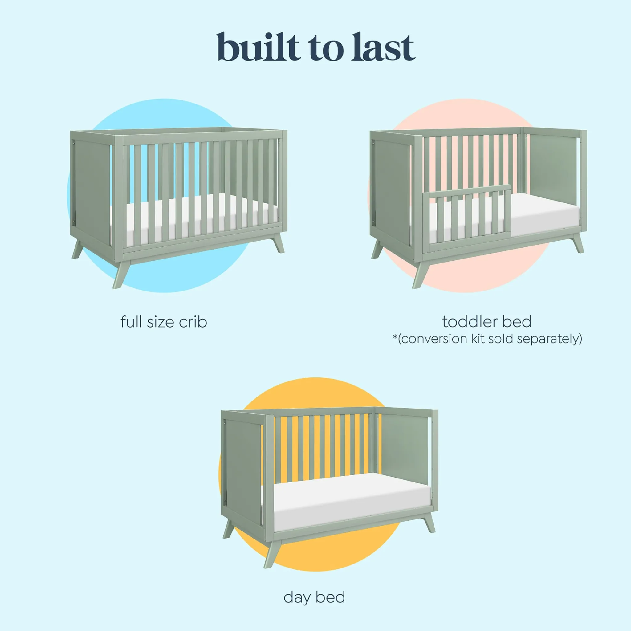 DaVinci Cribs & Mattresses|Cribs & Mattresses>Otto 3-in-1 Convertible Crib- Sage