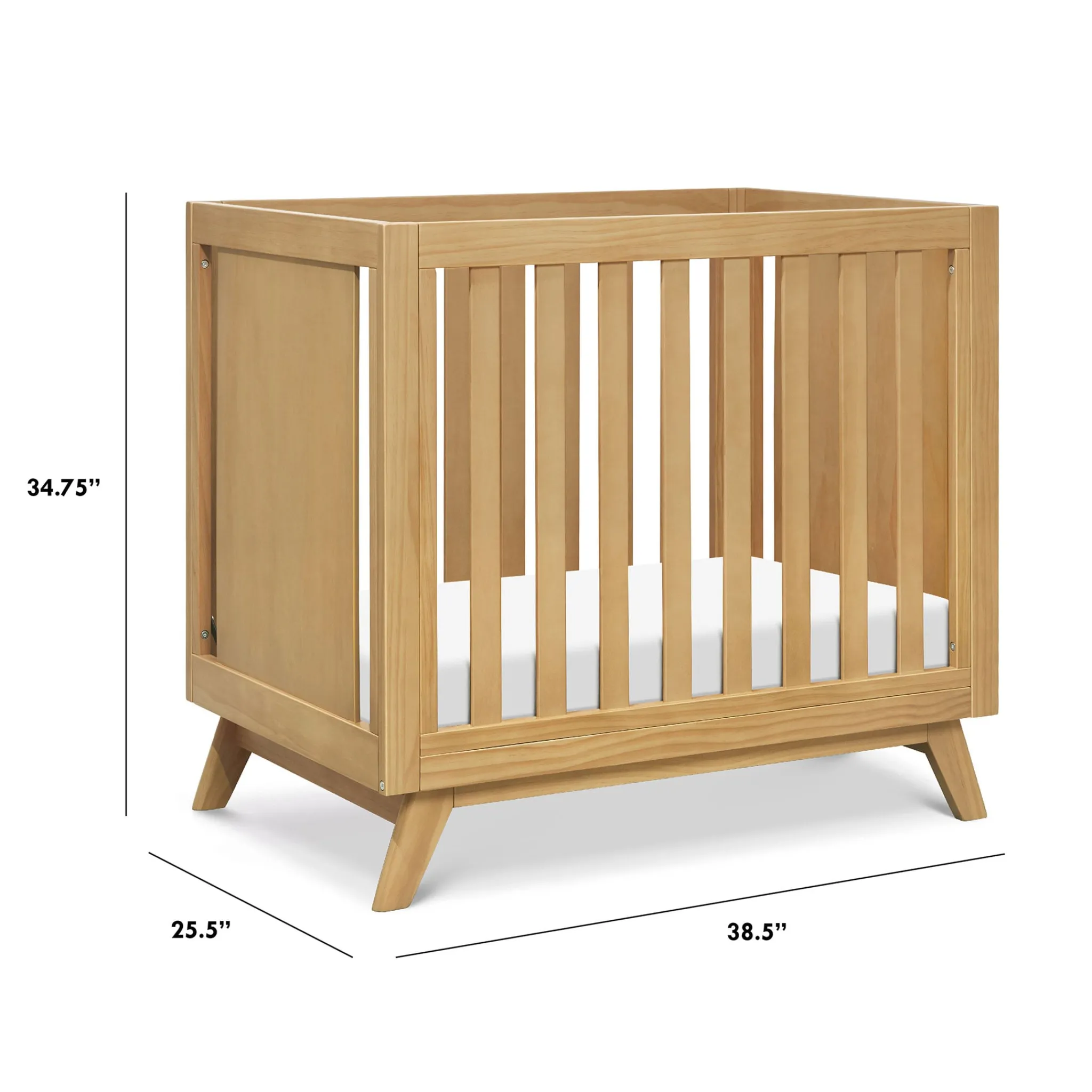 DaVinci Cribs & Mattresses|Cribs & Mattresses>Otto 3-in-1 Convertible Mini Crib with 4" Mattress - Honey