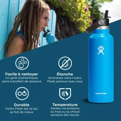 Kids Hydro Flask 21oz Standard Mouth with Flex Straw Cap - Black