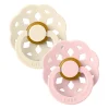 Bibs Pacifier Boheme (2) 0-6m - Ivory / Pink (Size 1)