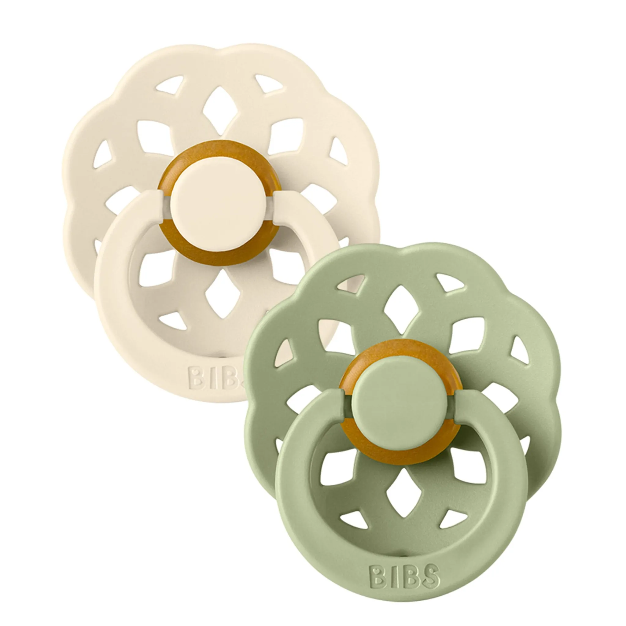 Bibs Pacifier Boheme 2-Pack 6-18m - Ivory / Sage (Size 2)