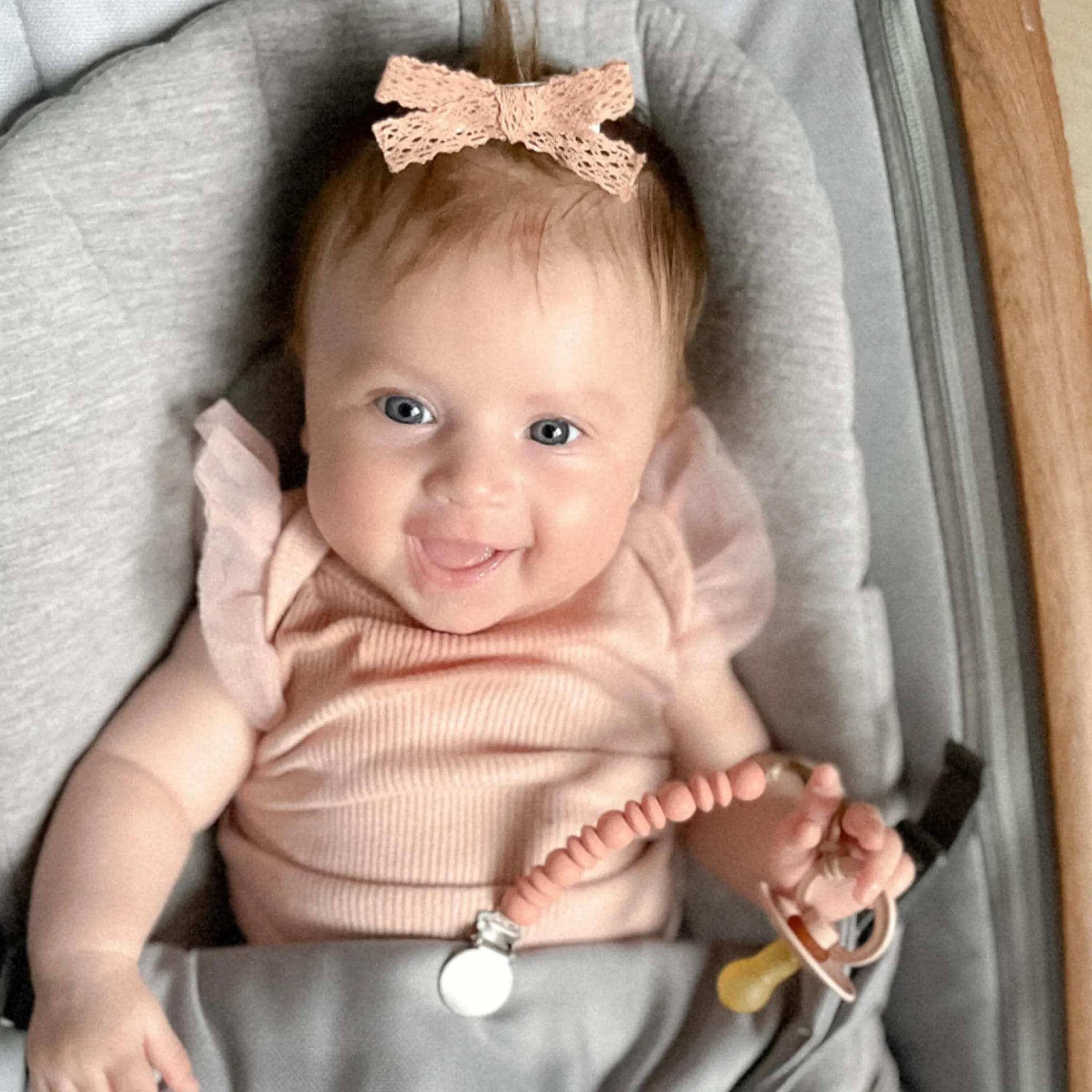 Bulle Pacifiers & Clips|Pacifiers & Clips>Pacifier Clip - Inox Blush