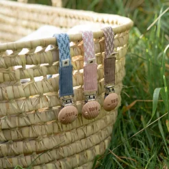 Bibs Pacifiers & Clips|Pacifiers & Clips>Pacifier Clip Paci Braid - Blush Ivory