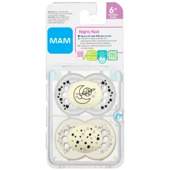 Mam Baby Pacifiers & Clips|Pacifiers & Clips>Pacifiers (2) Glow in the Dark 6m+