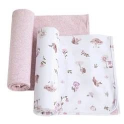 Kids Living Textiles Blankets|Blankets>2-pack Jersey Swaddle - Mushroom House