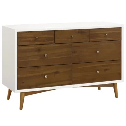 Babyletto Palma 7-Drawer Double Dresser - Warm White / Natural Walnut