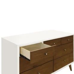 Babyletto Palma 7-Drawer Double Dresser - Warm White / Natural Walnut