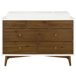 Babyletto Palma 7-Drawer Double Dresser - Warm White / Natural Walnut