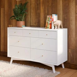 Babyletto Storage Furniture>Palma 7-Drawer Double Dresser - White