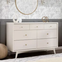 Babyletto Storage Furniture>Palma 7-Drawer Double Dresser - Warm White