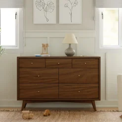 Babyletto Storage Furniture>Palma 7-Drawer Double Dresser - Natural Walnut