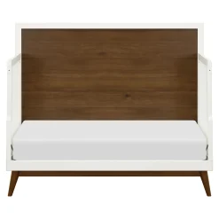 Babyletto Palma Mid-Century 4-in-1 Convertible Crib with Toddler Bed Conversion - Warm White / Natural Walnut