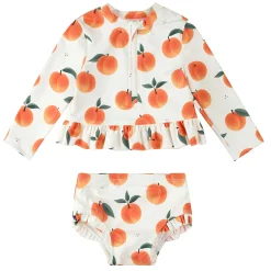 Kids Petit Lem Swimsuits>Peaches 2 Piece Long Sleeve Swimsuit 2-5y