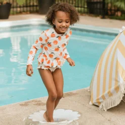 Kids Petit Lem Swimsuits>Peaches 2 Piece Long Sleeve Swimsuit 2-5y