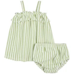Firsts par Petit Lem Peaches Striped Dress 3-24m