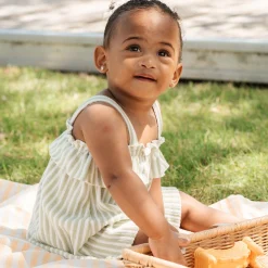 Firsts par Petit Lem Peaches Striped Dress 3-24m