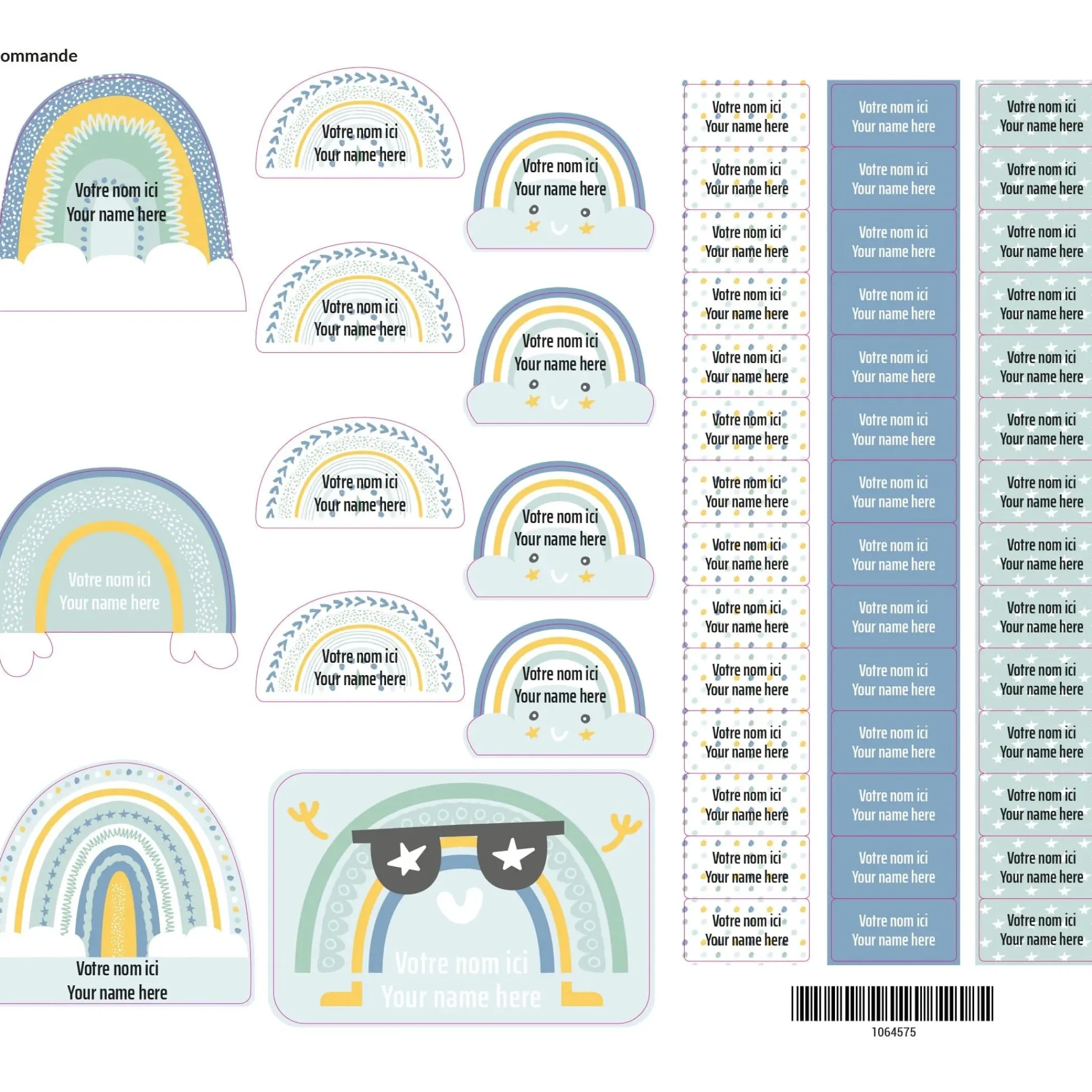 Kids Clement - Impressions Personalized Name Labels|Personalized Name Labels>Peel And Stick Name Labels Rainbow - Blue