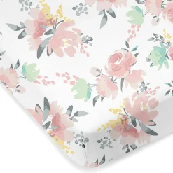Kids Kushies Percale Crib Sheet - Watercolour Flowers