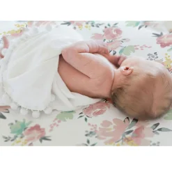 Kids Kushies Percale Crib Sheet - Watercolour Flowers