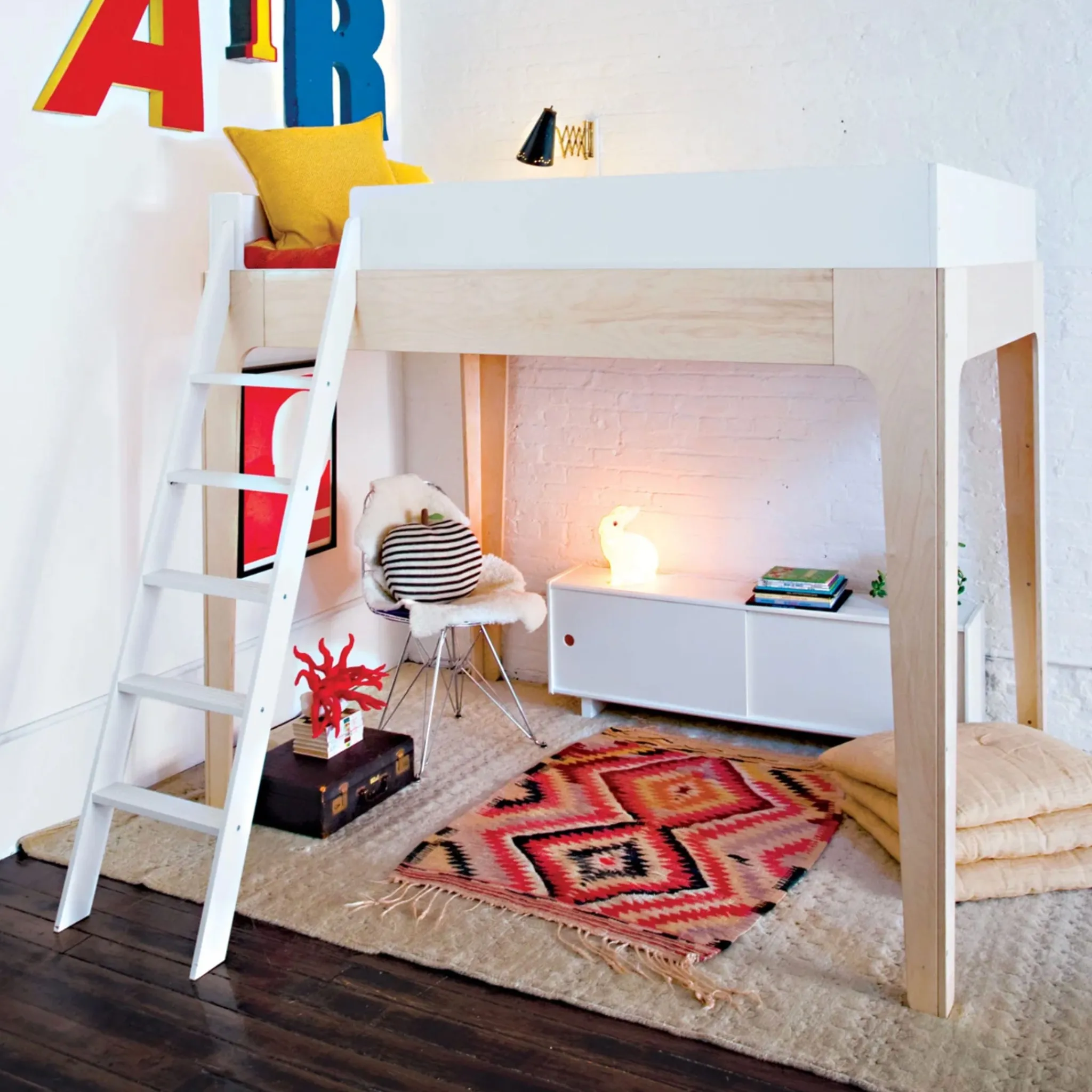 Oeuf Perch Double Loft Bed - Natural/ White