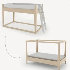 Oeuf Twin, Full & Queen Beds>Perch Nest Twin Bed - Natural/ White